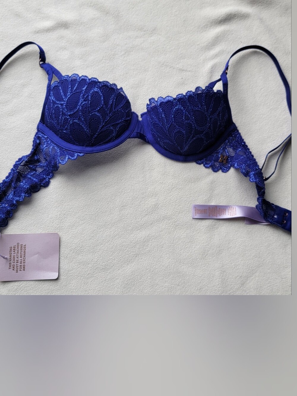 Lace Underwire Push-Up Bra in Royal Blue